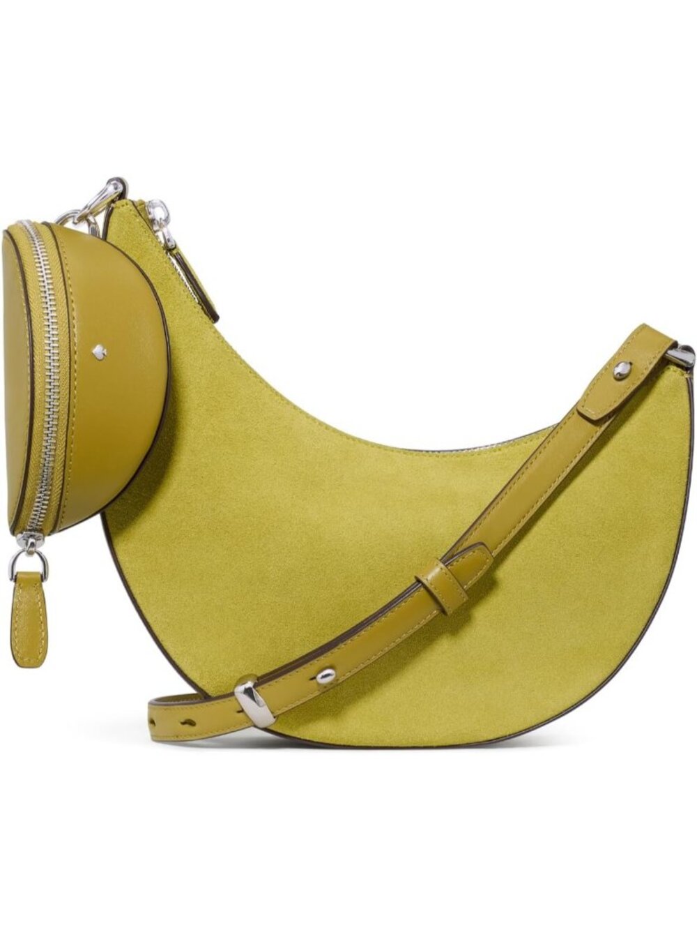 Women's Laurel Leaf Suede Duo Crossbody Bag Adjustable Strap Shoulder Purse